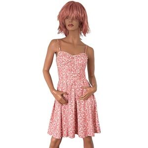 Women's Handmade Pink Floral Cotton Spaghetti-Strap Dress NWOT